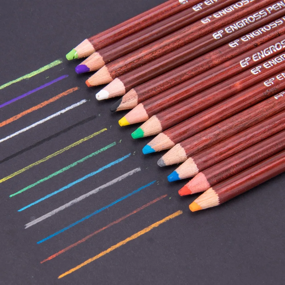 Lápis de Cor Lápis de Cor de Madeira Lápis de Cor para Desenho Artigos de Papelaria Dual Pastel Tamanhos Madeira – Pele para Desenho Material Escolar 12 de
