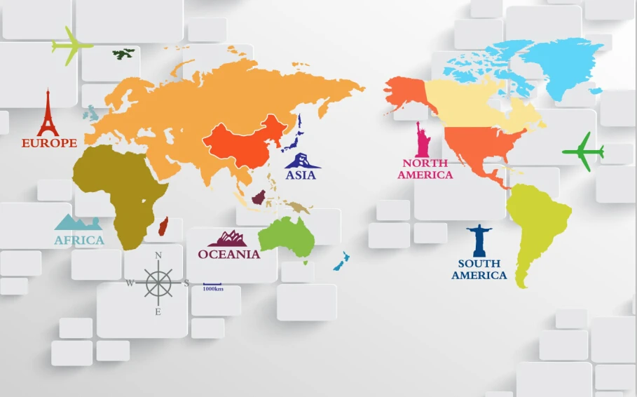 3D фрески на заказ индивидуальная карта мира обои для гостиной дивана телевизора