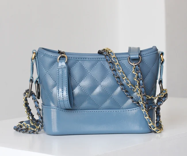 light blue Дизайнерская Роскошная Брендовая женская сумка кожаная сумка на плечо для леди женская сумка на цепочке Модная брендовая сумка через плечо с ромбовидной решеткой - Цвет: light blue