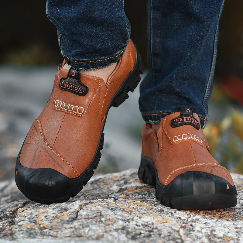 

2019 new spring fashion men's shoes casual genuine leather loafers male brown & black slip on shoe man comfortable shoes for men