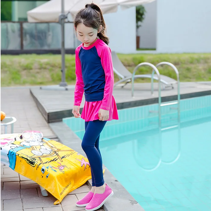 Новинка 2017 Пляжная накидка купальник для девочек с длинным рукавом детей костюм