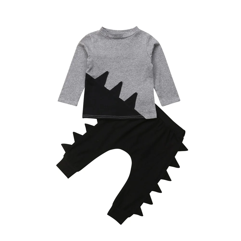 2018 Brand New Casual Toddler Kids Baby Boys Dinosaur Autumn Outfits Long Sleeves Pullover Tops Pants 2Pcs Set Clothes 0-4T |