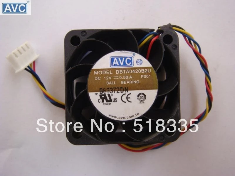 Для AVC 4020 4CM 4*4 40*40*20MM 12V 0.50A DBTA0420B2U 4 проводной скоростной насильственный