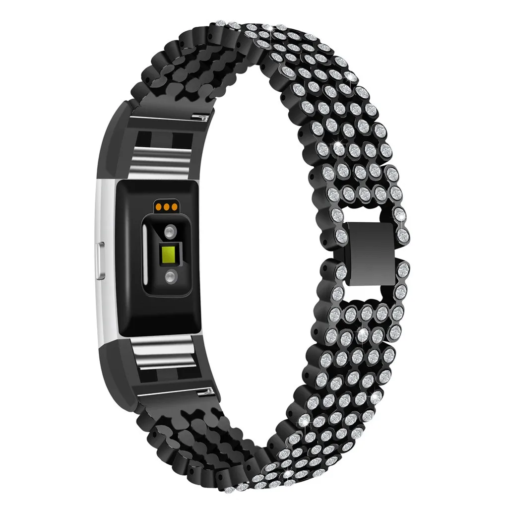 Стальной металлический ремешок для Fitbit Charge2, ремешок для браслета, сменный ремешок для Fitbit charge 2, стразы 522