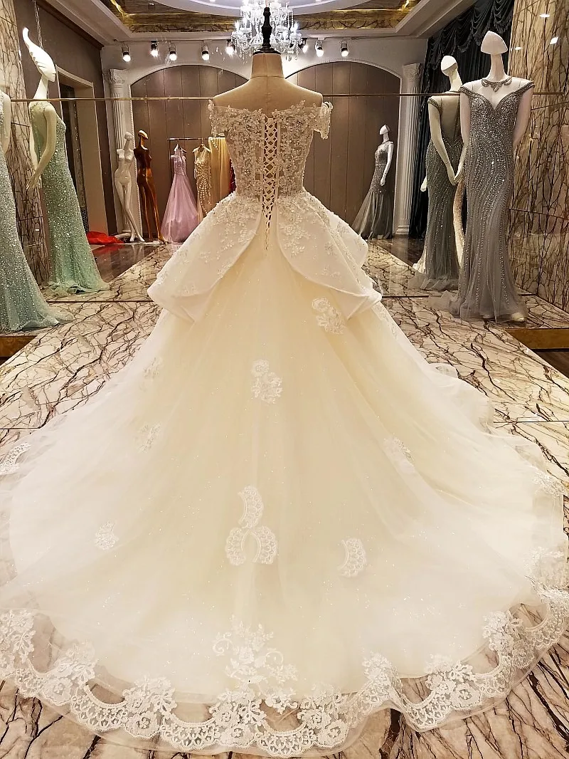 LS89652 платье свадьбароскошное свадебное шампанское бисером бальное возлюбленной