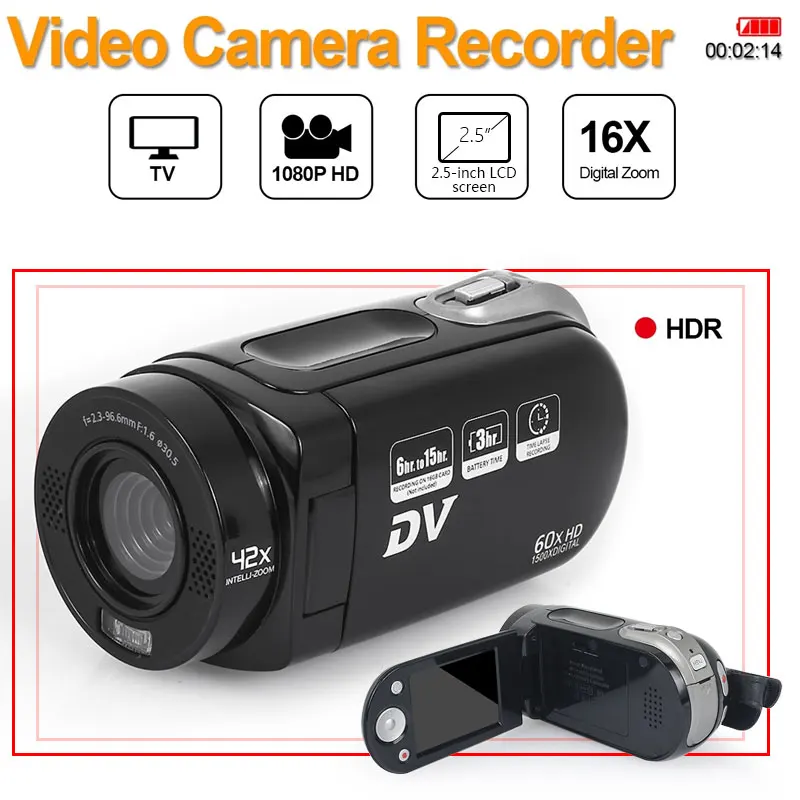 2 4 ''LCD HD 720P Цифровая видеокамера камера Свадебная фото видео DV DVR 16X ZOOM