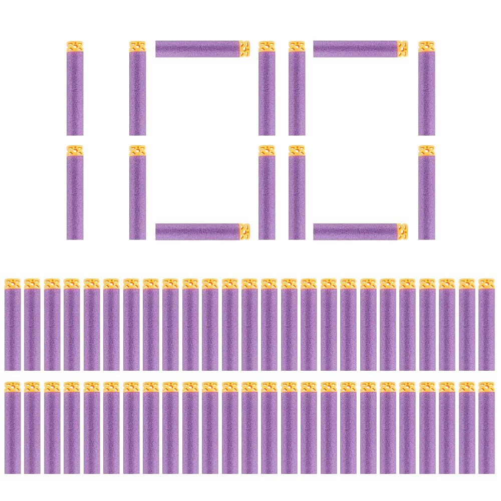 Purple 100 шт Дартс для Nerf с выдолбленной мягкой головкой 7,2 см запасная игрушка дартс пули для Nerf серии бластеров Рождественский подарок для детей - Цвет: Purple