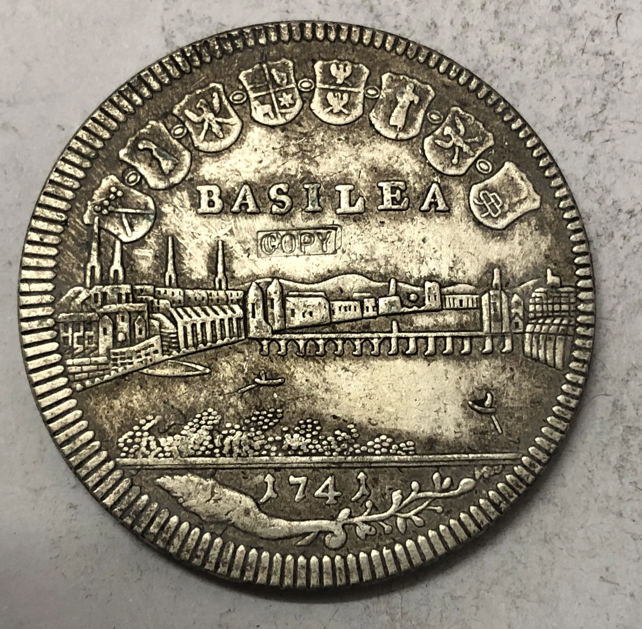1741 Швейцария город Базель 1/2 Thaler Посеребренная монета КОПИЯ|Безвалютные монеты| |