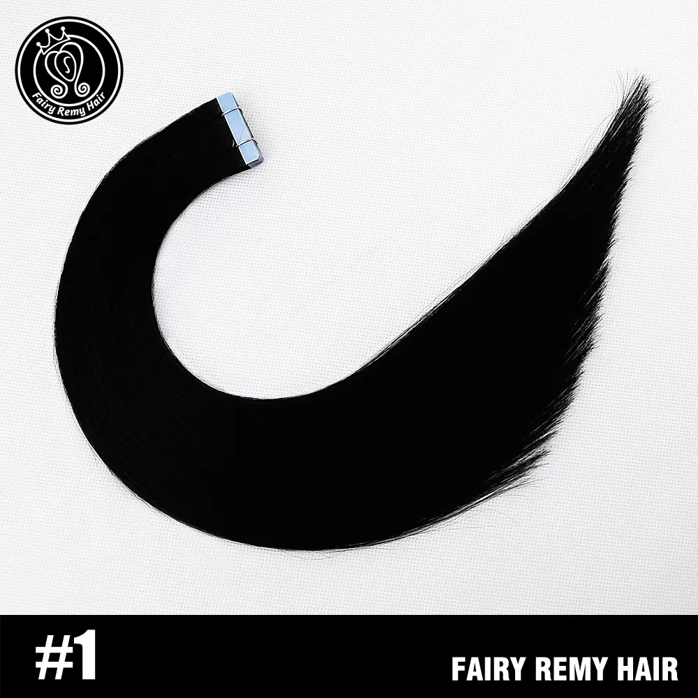 #1 Сказочные волосы remy на ленте, человеческие волосы для наращивания, 18 дюймов, натуральные волосы с неповрежденной кутикулой, на Клейкой Ленте, искусственная кожа, пряди для наращивания, невидимые, 40 г - Цвет: #1