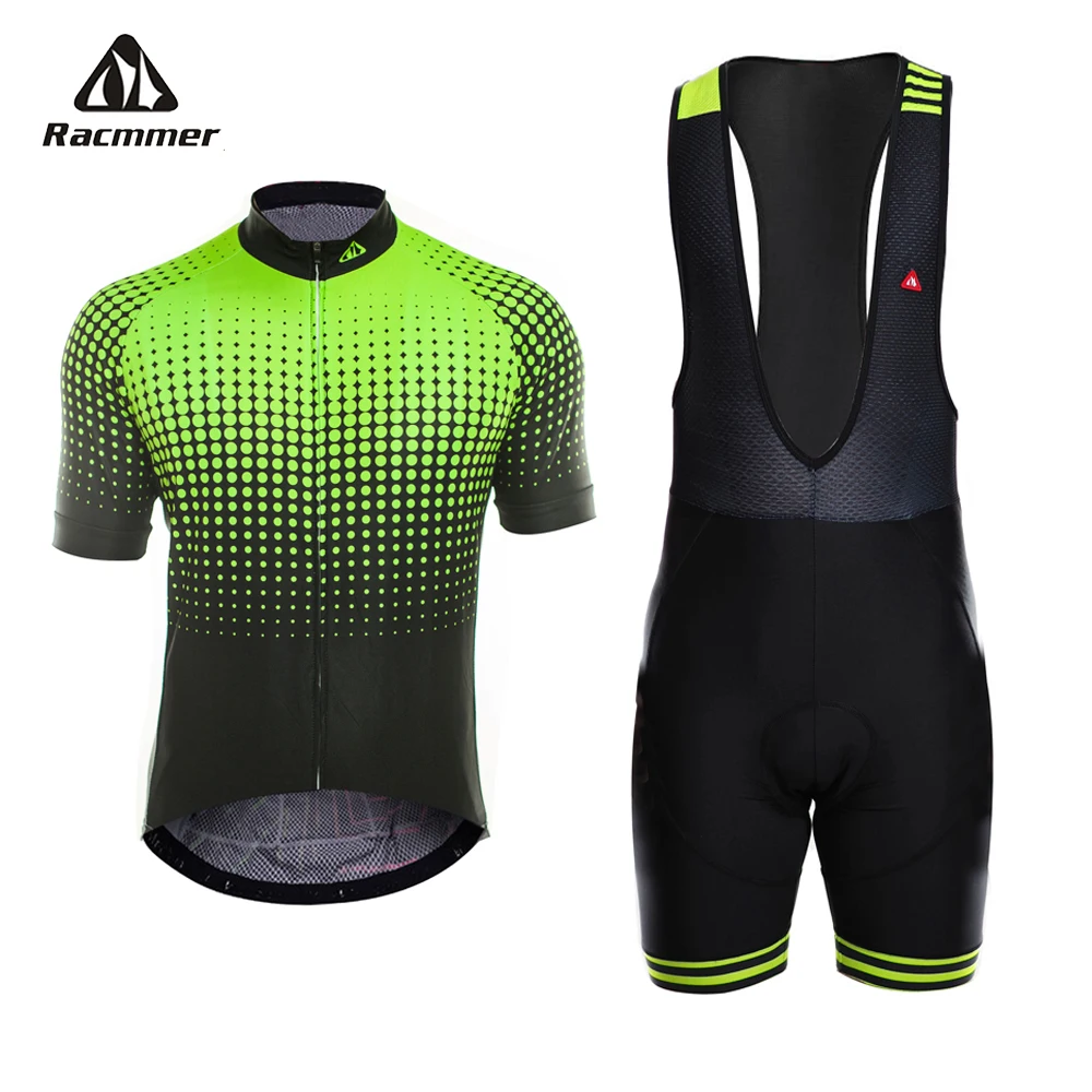 

Racmmer 2022 Pro Summer Cycling Jersey Set MTB Clothing Fluorescent Green Bicycle Clothes Maillot Ropa Ciclismo Men Cycling Set