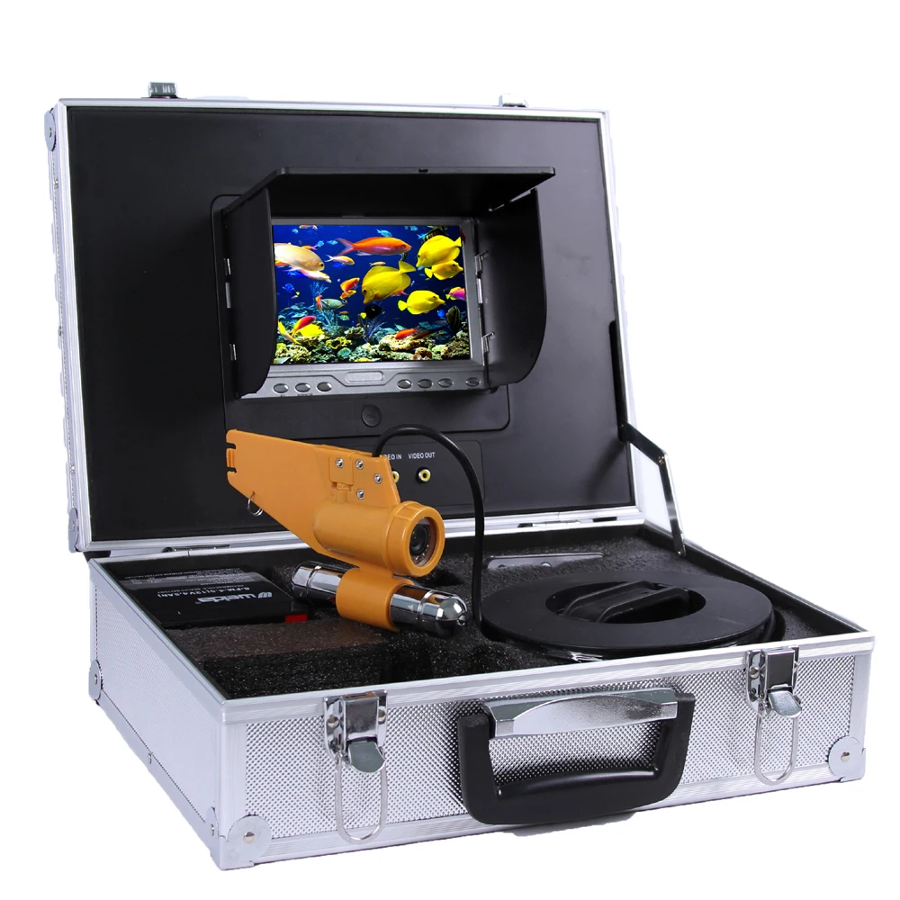Скидка Комплект подводной рыболовной камеры глубиной 30 метров с одной свинцовой камерой и 7-дюймовым цветным TFT-дисплеем и алюминиевым чехлом