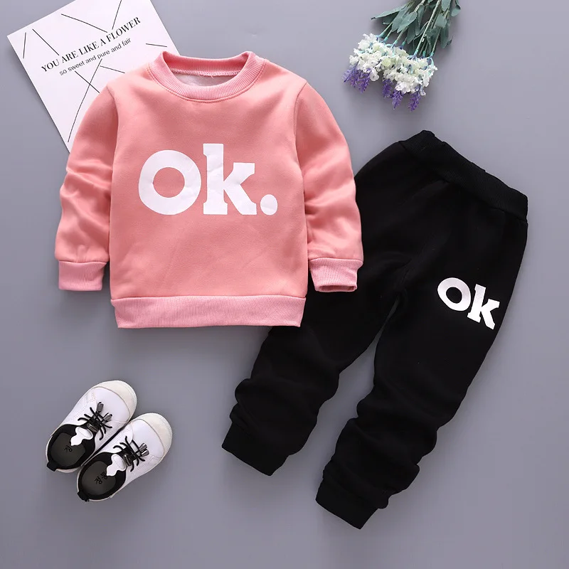 Boys Hoodies Sets 2018 New and Girls Thermal Winter Suits Kids Plus Velvet Thick Toddler Clothing |