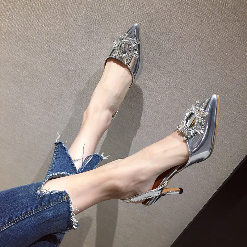 Босоножки со стразами на высоком каблуке sandalias de verano para mujer chaussures femme женские