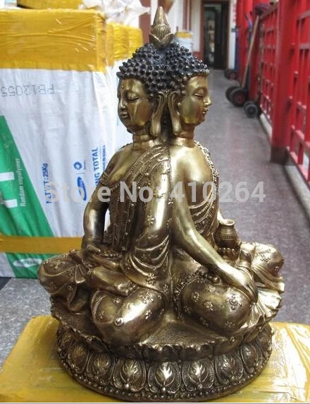 Tibet Fane Bronze Gild Three sides Thailand Ayutthaya Sakyamuni Buddha Statue | Дом и сад