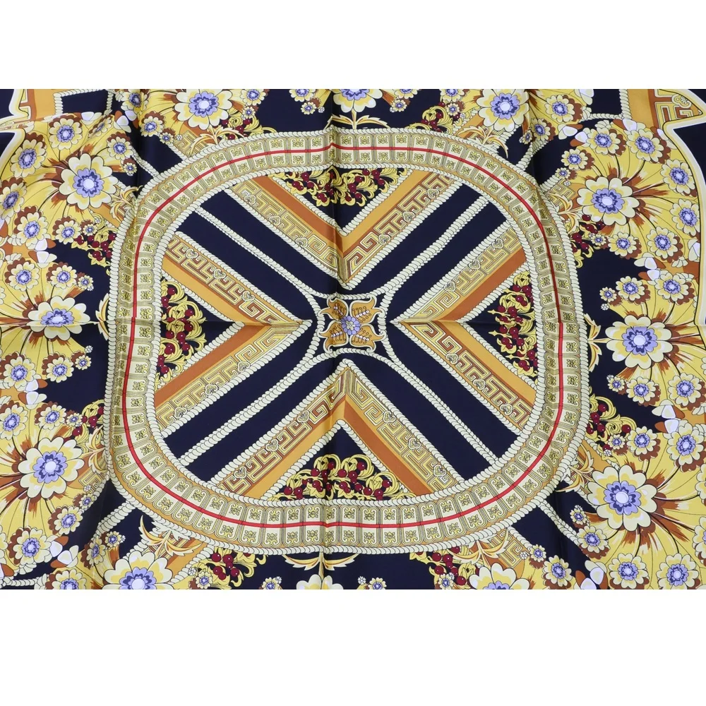 Модный цветочный принт 100% шелковый шарф хиджаб платок женский большой