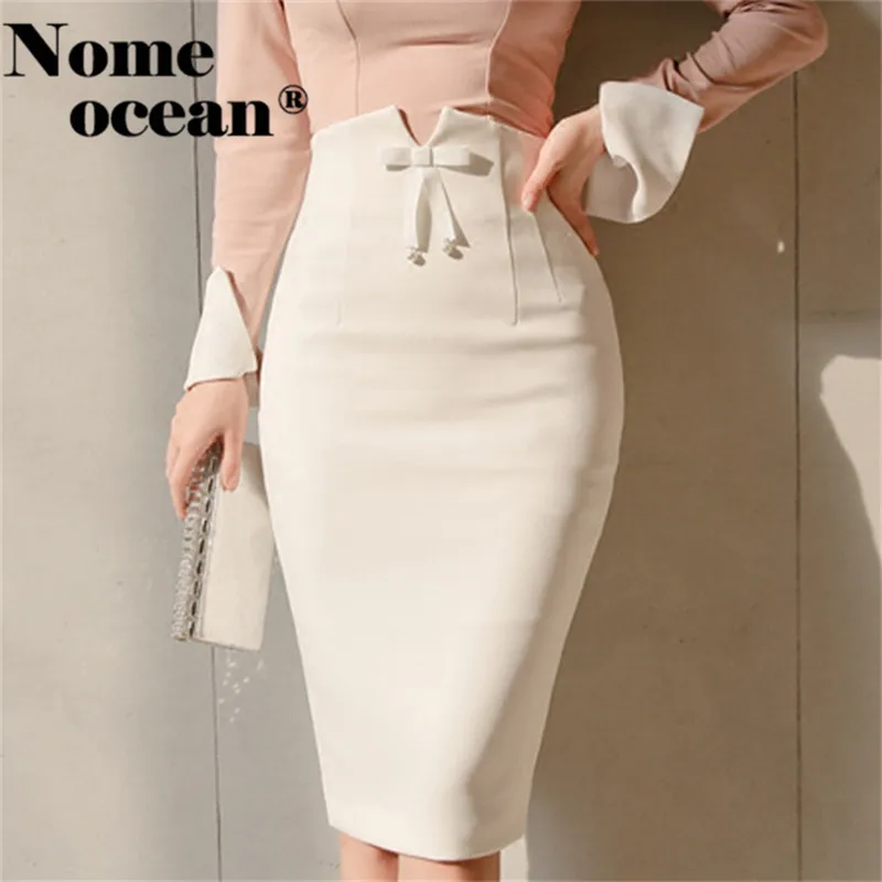 Офисные женские юбки средней длины с высокой талией и бантом сексуальная юбка