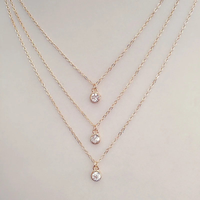 Цепочка Женская многослойная с подвеской шариком простой индивидуальный кулон