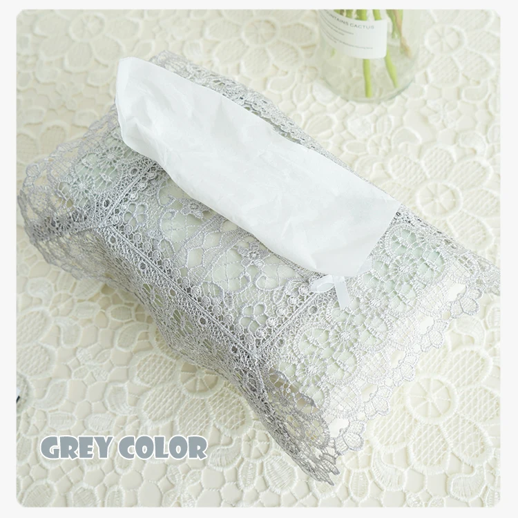 Unique Creative Design Home Household Hotel Table Decorative Embroidered Plaid Elastic Band White Grey Taupe Tissue Box Cover