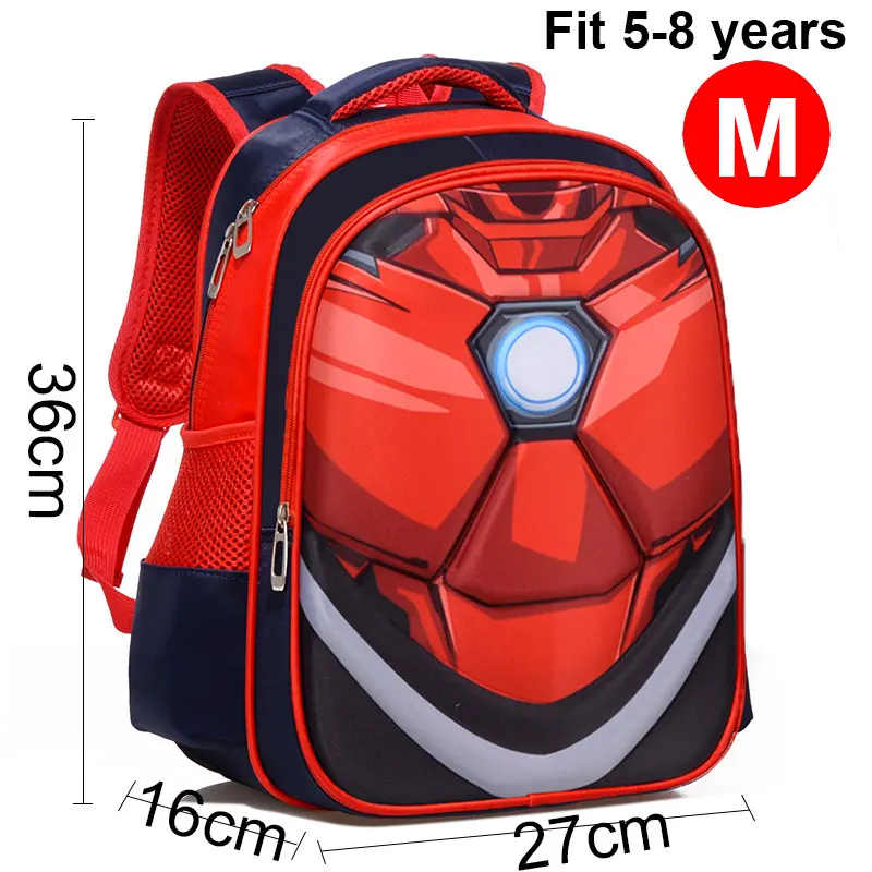Red M Iron Man C 3D Капитан Америка Железный человек мальчик девочка дети детский сад школьная сумка Подростковая Дети Студенческие рюкзаки - Цвет: Red M Iron Man C