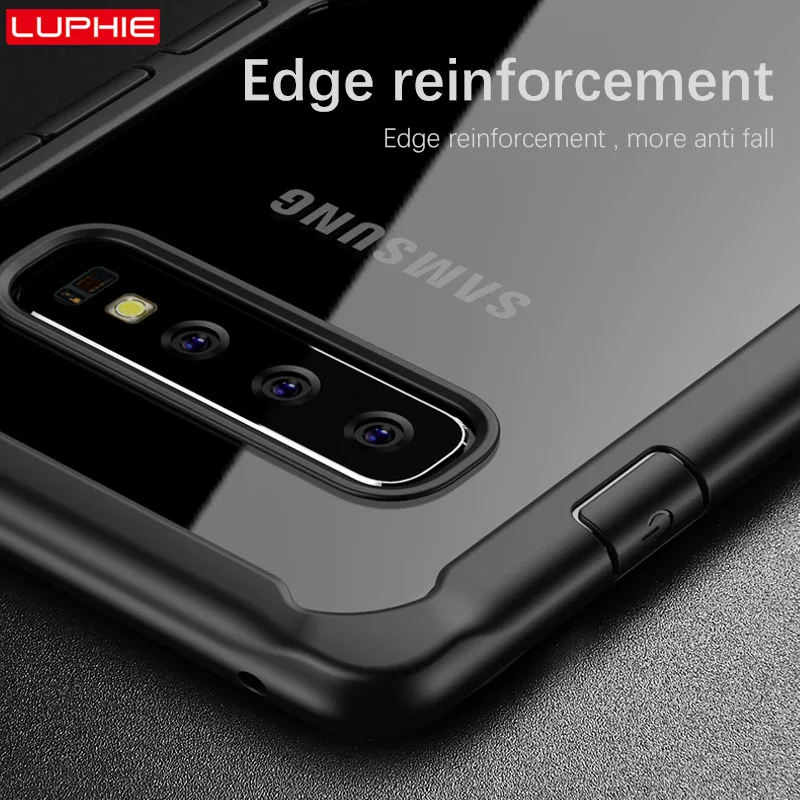 LUPHIE Shockproof Armor Case For Samsung Galaxy S10 Plus S10e Transparent Cases Cover Silicone Coque |