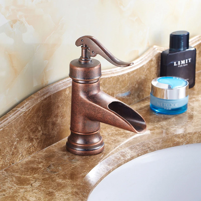 Античный кран для умывальника ORB медный раковины красного цвета бронзовый в