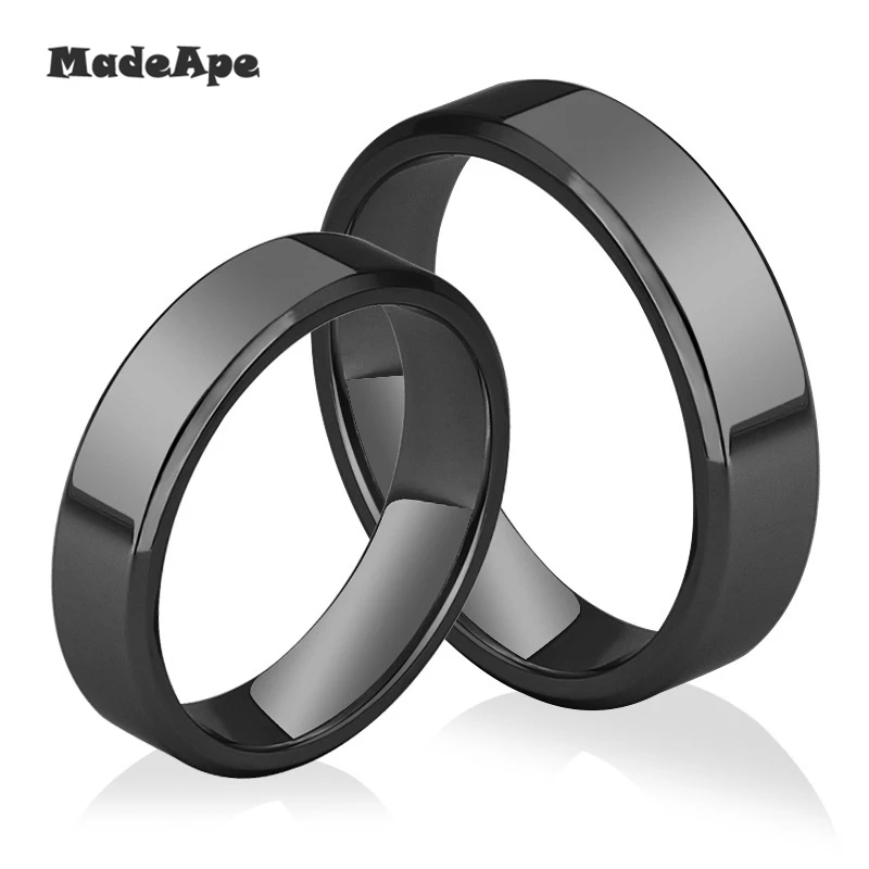 MadApe 316L Высокое качество Ширина 4 мм 6 черное титановое кольцо из нержавеющей стали
