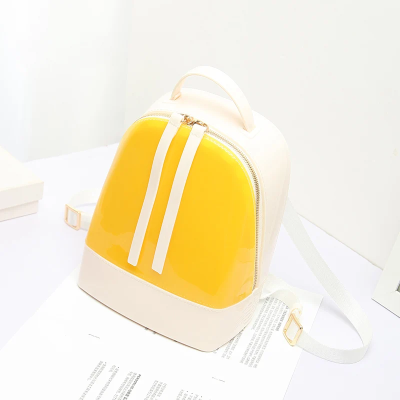 White Yellow BENVICHED Модный женский милый силиконовый рюкзак, женские дорожные сумки для девушек, школьная сумка для конфет, Дамская Водонепроницаемая Желейная сумка L027 - Цвет: White Yellow
