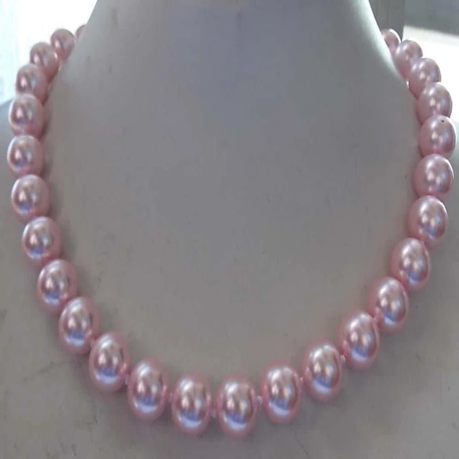 2018New Women's Hot new woman jewerly 10mm Fashion Light Pink South Shell Sea Pearl Necklace 18'𧪪 charming AAA25892 |