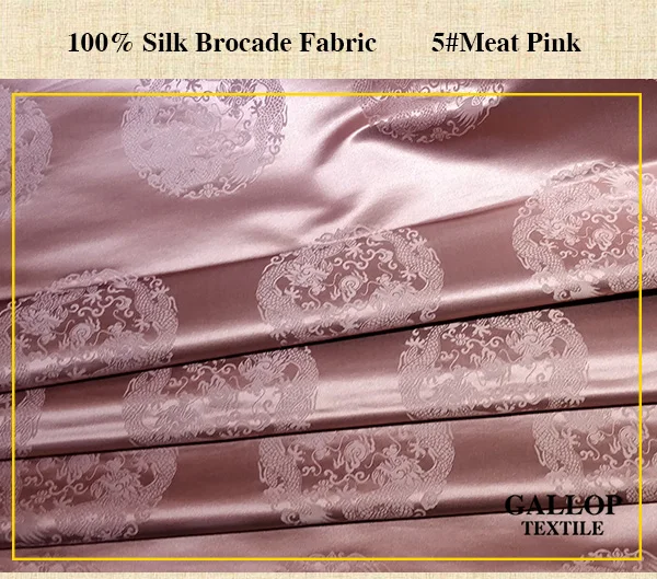 5Meat Pink Шелковая ткань Китайская традиционная парча атласная Cheongsam свадебное платье Хан Тан костюм Тибетский Халат пальто Подушка подвес дракон - Цвет: 5Meat Pink
