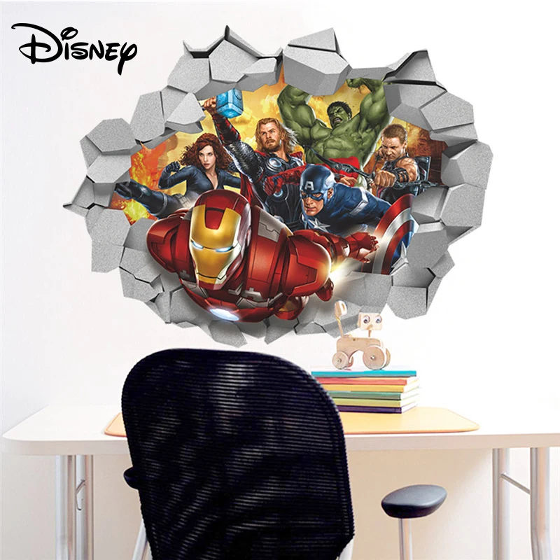 Дисней наклейка "Мстители" Marvel анимация настенный выключатель 3D Наклейка стерео эффект Детская комната Наклейка