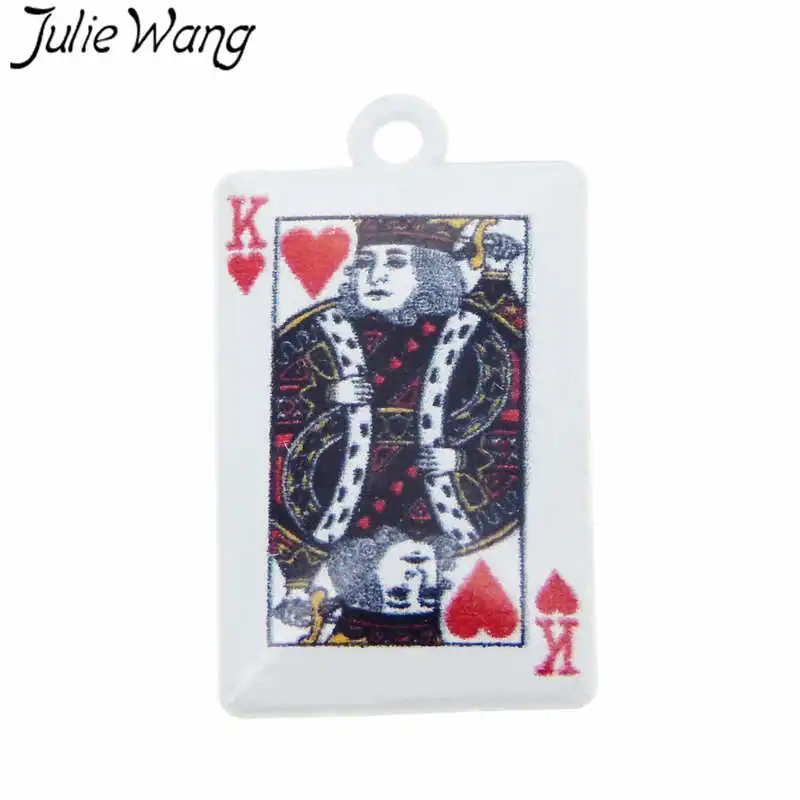5PCS Heart K Джули Wang 4/5 шт. King queen покер карты Шарм Подвеска молочно-белый, покрытое цинковым сплавом, Ретро стиль, уникальные индивидуальные украшения, украшения своими руками - Окраска металла: 5PCS Heart K