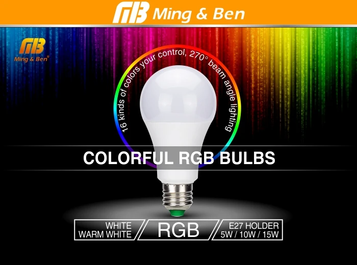 Светодиодный светильник RGB с регулируемой яркостью, 5 Вт, 10 Вт, 15 Вт, AC85-265V, 16 видов цветов, с ИК-пультом дистанционного управления, умное освещение в помещении, вечерние, для украшения шоу