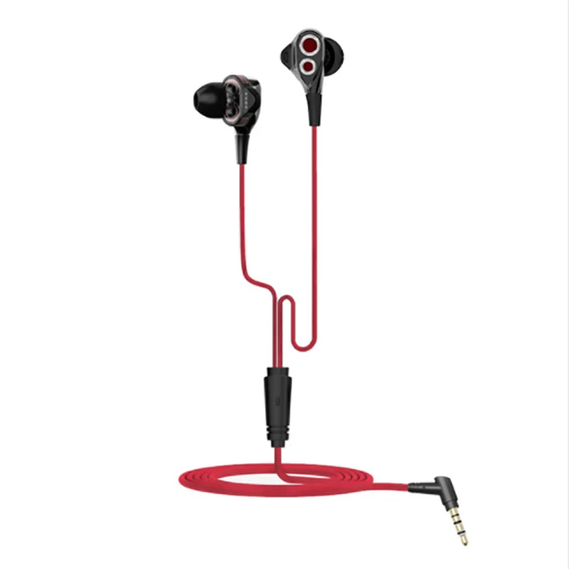 red UiiSii BA-T8 HiFi наушники, наушники с двойной динамической музыкой, наушники-вкладыши с шумоподавлением, проводные с микрофоном для iPhone, Xiaomi, Android - Цвет: red