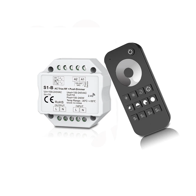 Светодиодный симисторный диммер AC 220 В встроенный диммер 220 в 240 В AC Triac РЧ-диммер выход 100-240VAC 1A 240 Вт Push диммер переключатель S1-B