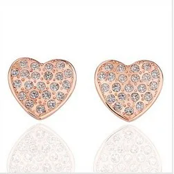Модные корейские серьги в форме сердца медные с никелевым покрытием розовое