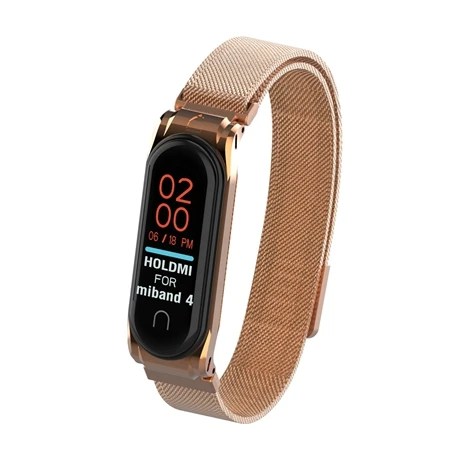 Rose Gold Металлический браслет mi lanese Loop, ремешок на запястье для Xiaomi mi, браслет 4, магнитные браслеты mi Band 4, металлические ремни, розовый mi Band4 Correa - Цвет: Rose Gold