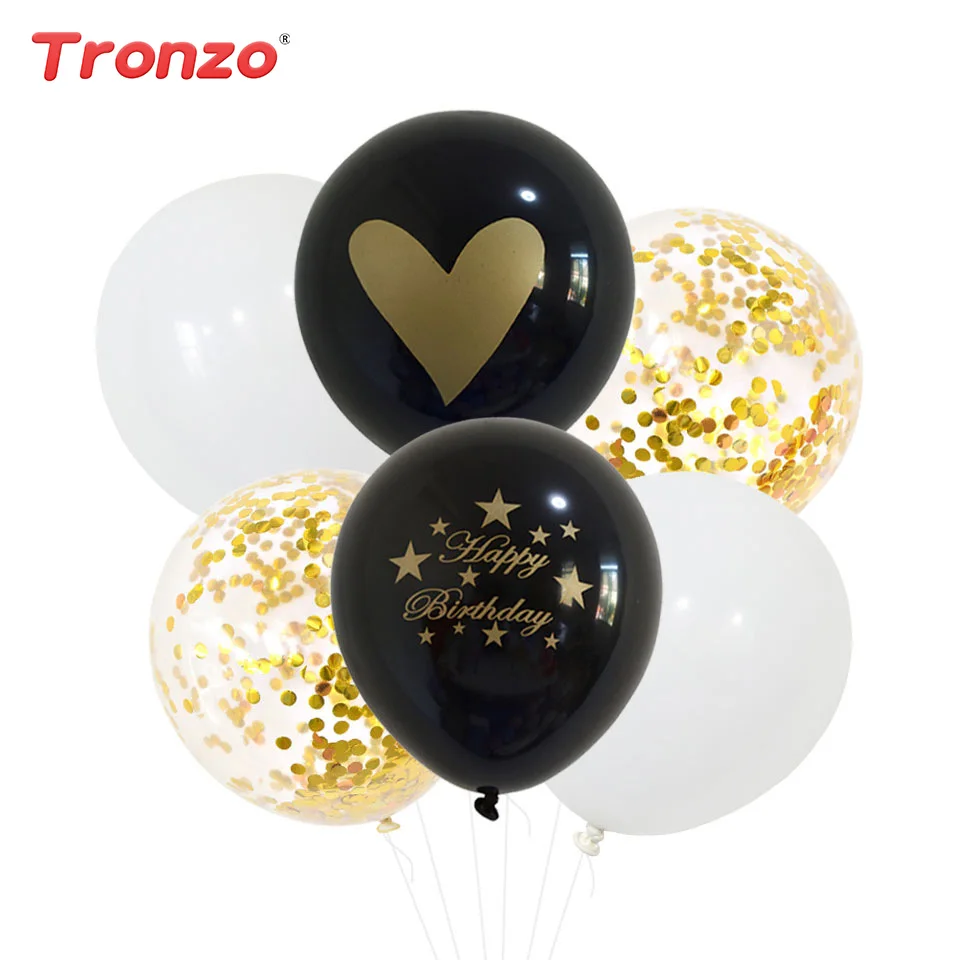 

Tronzo 6Pcs/Set Birthday Balloons Confetti Balloon Birthday Party Decorations Kids Favor Baby Shower Party Latex Balloons
