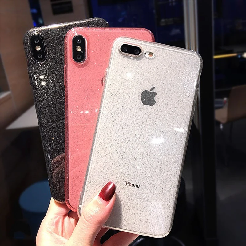 Роскошный Блестящий Прозрачный чехол для iPhone X XS Max XR 6 6S 7 8 8 Plus однотонная мягкая задняя крышка из ТПУ для iPhone 11 11 Pro Max