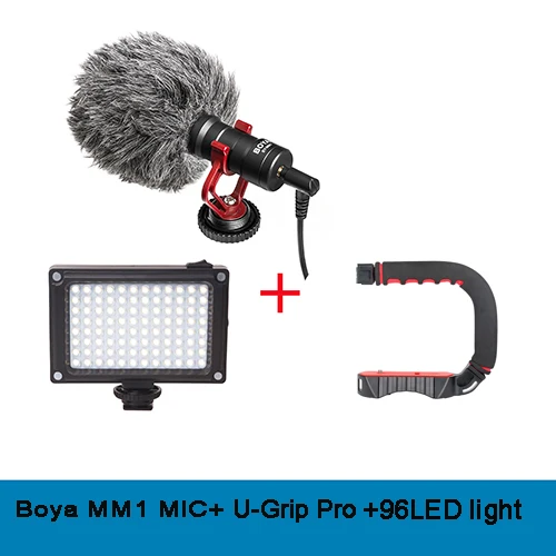 MicrophoneWithRigLed BOYA BY-MM1 DSLR MIC видеокамера Микрофон Youtube блог Запись микрофон для Canon Nikon sony iPhone смартфон Huawei Osmo - Цвет: MicrophoneWithRigLed