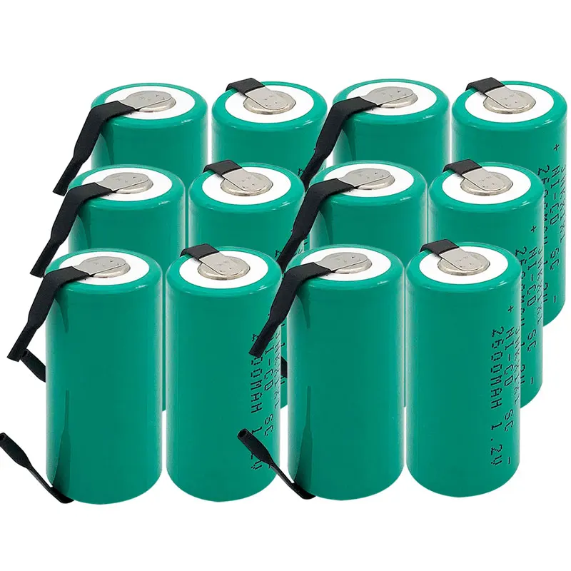 OOLAPR  12PCS   High quality battery rechargeable battery sub c battery SC battery replacement 1.2 v with tab 2600 mah