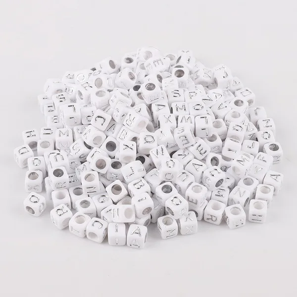 Style1-7 100 шт./лот, Смешанные акриловые Квадратные бусины с буквами английского алфавита, Подвески, браслет, ожерелье для изготовления ювелирных изделий своими руками, аксессуары - Цвет: Style1-7
