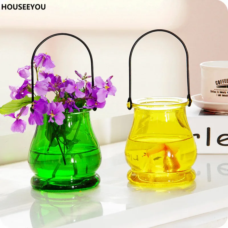 Multicolour Transparent Hanging Glass Vase Indoor Plants Small Bottle Brief Hydroponic Container Pendant Fiower Vases Home Decor | Дом и сад