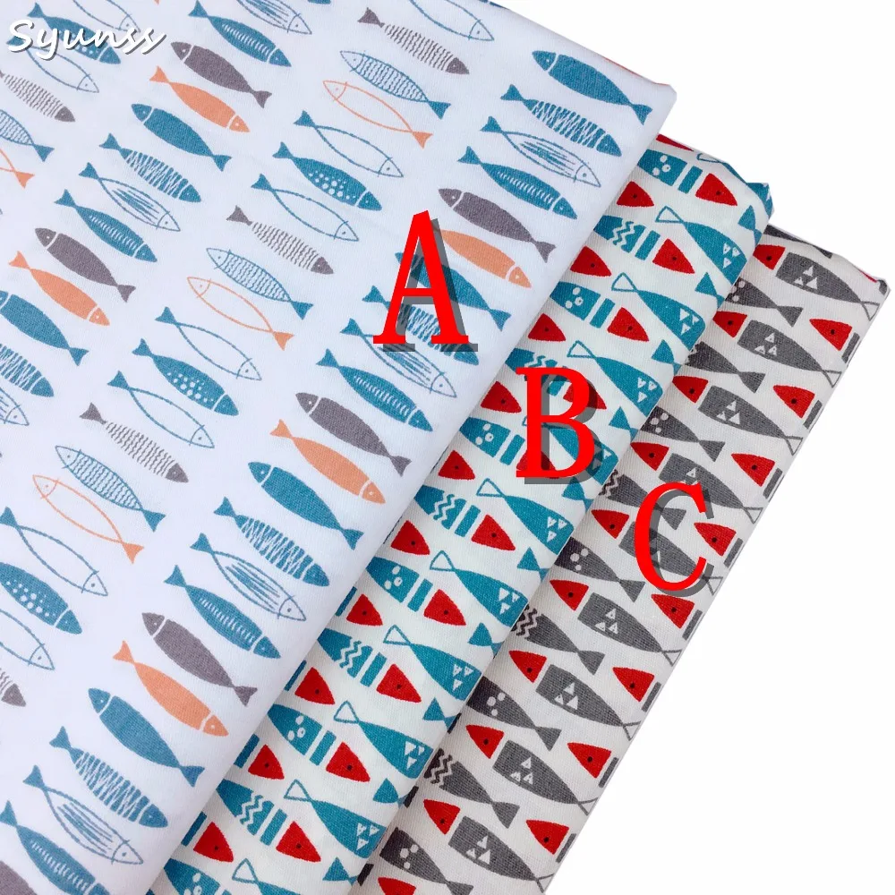 Сделай Сам 100% хлопок ткань с принтом рыбы шитье ремесло Telas Para лоскутное текстиль