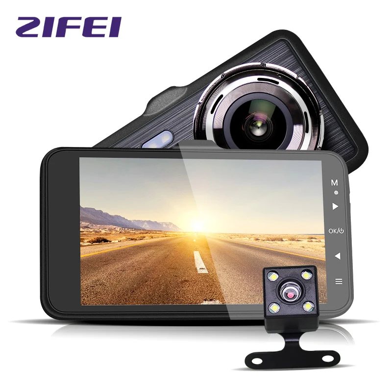 ZIFEI 1080 P ADAS Автомобильный видеорегистратор Камера с двойным объективом ips 4 дюйма