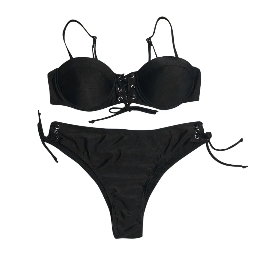 Сексуальный женский бандажный комплект бикини с эффектом пуш-ап бюстгальтер