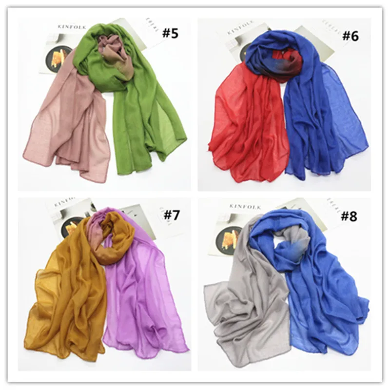 Модный шарф Омбре однотонный градиентный цвет мусульманский хиджаб мягкая