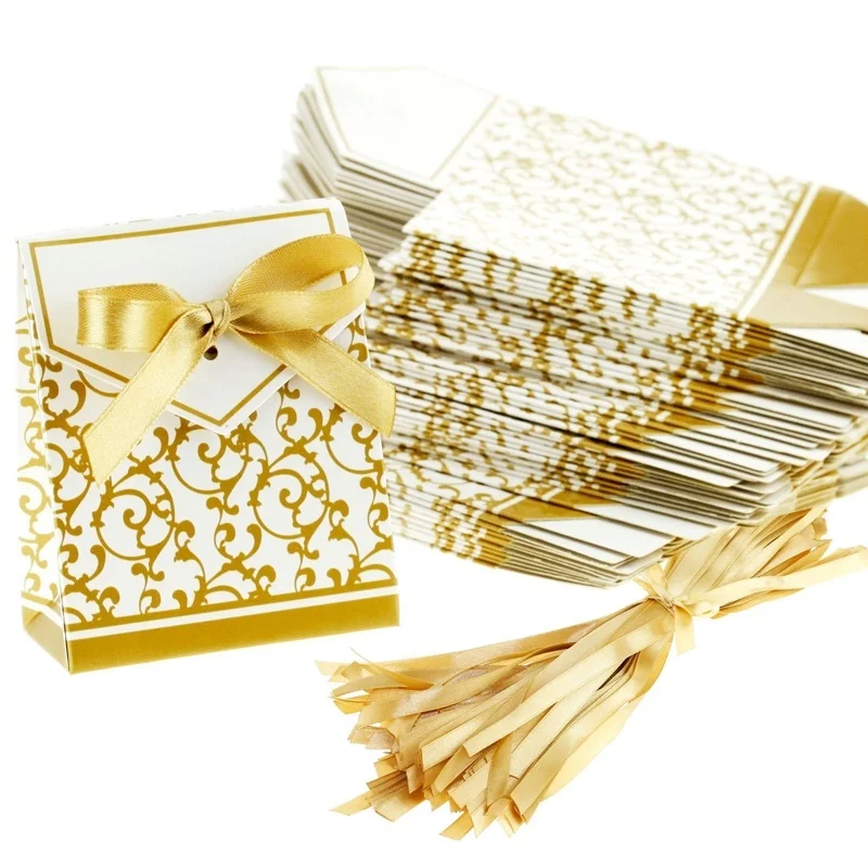 50 шт. бумажные коробки с лентой для конфет|Подарочные сумки и упаковка| |