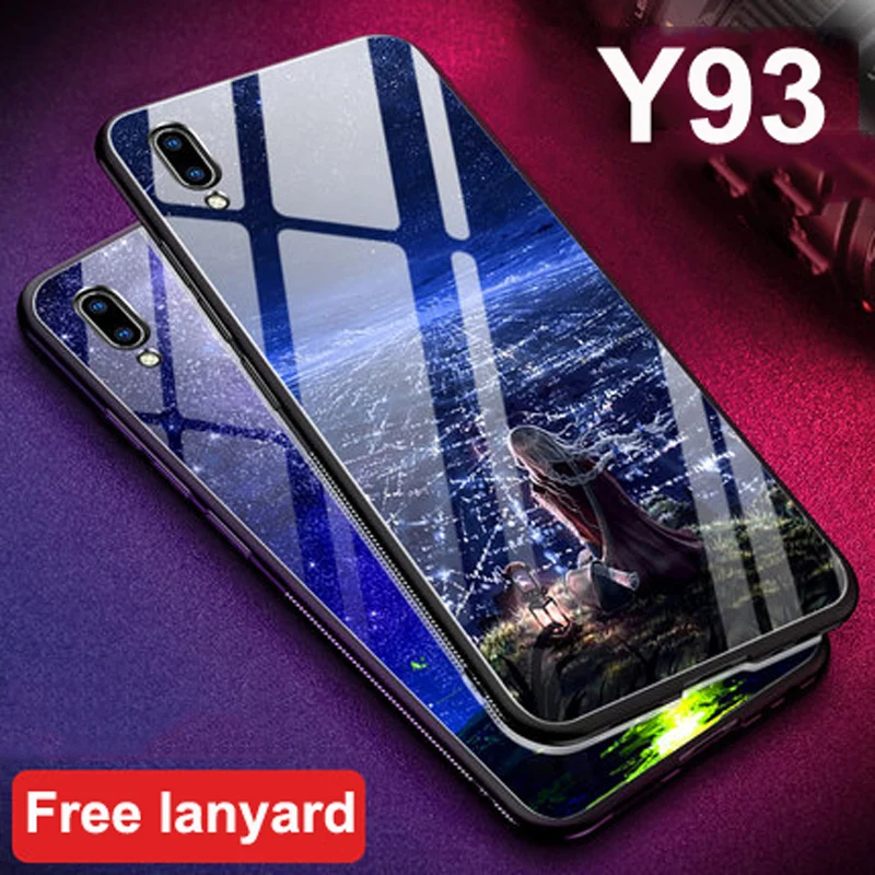 Y93 Чехлы для vivo V1818A жесткий чехол накладка ЧЕХОЛ ДЛЯ Y 93 из закаленного стекла +