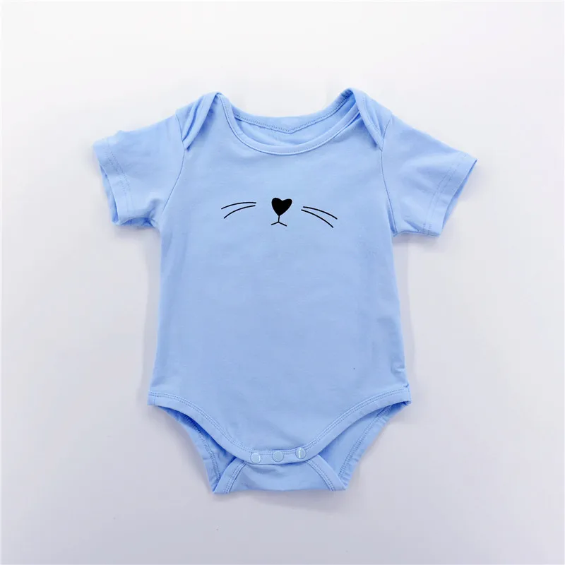 Милый детский комбинезон хлопковый тонкий летний с принтом кота короткими