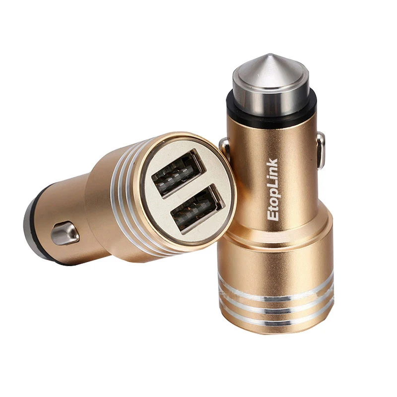 EtopLink автомобильное зарядное устройство из алюминиевого сплава с двумя USB-портами